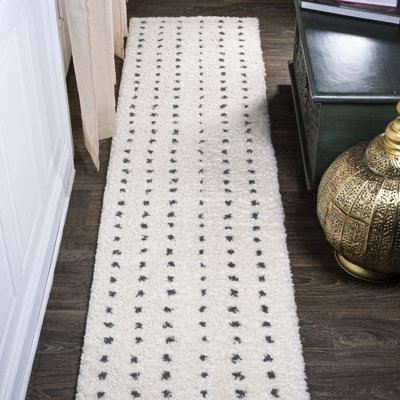 Pele Modern Geometric Dot Shag White/Gray Rug