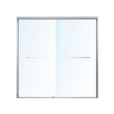 56-60*60 INCH Frame Double Sliding Soft-Close Shower Doors, Bathroom Sliding Shower Door,  (6Mm) Thick SGCC Tempered Glass Door For Bathroom Door ,Brushed Nickel