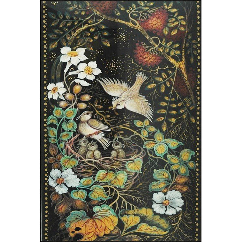 Black Themed Forest Decorative Patterned Decorative And Woven Base Washable Carpet, Rectangle 2'4" x 4'