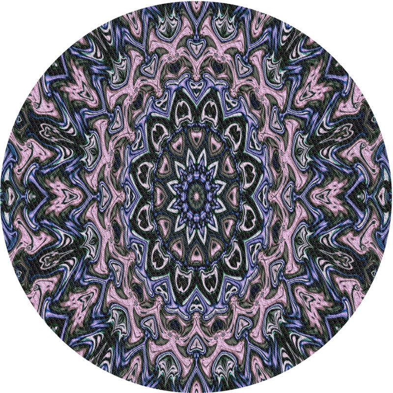 Tapis rose à motifs/mauves de zone, Rond 5 pi