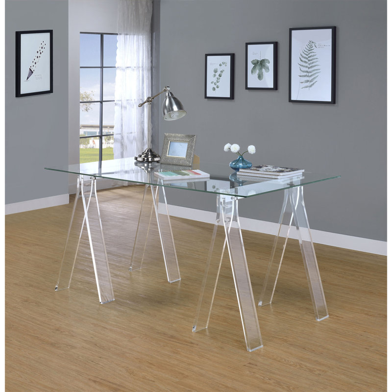 Roda Clear Glass Top Writing Desk