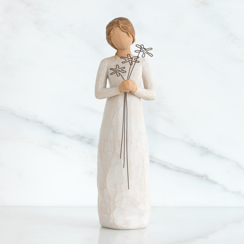 Willow Tree Grateful, Holding three wire flowers - Sculpted Hand-Painted Figure