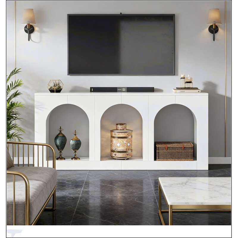 Élégante table d'appoint Arches, table d'entrée avec console stable pour un décor moderne et polyvalent, White