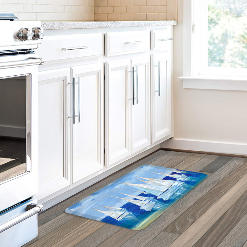Tapis de cuisine anti-fatigue Blanco Beach Sailboats