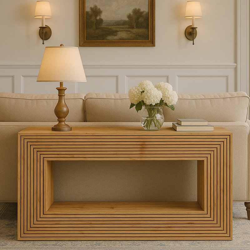 59" Fluted Console Table With Rectangular Silhouette
