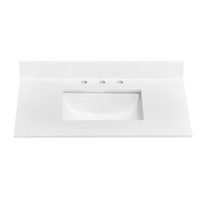 Plateau de meuble-lavabo simple 36 po en pierre de quartz avec lavabo - pour remplacement de meuble-lavabo, sans armoire