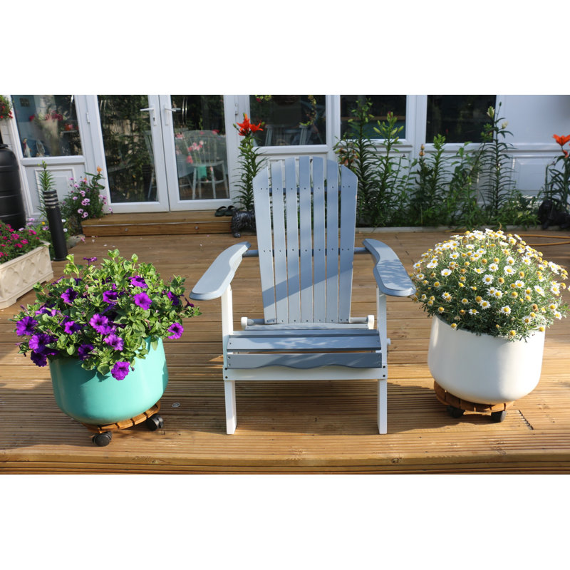 Folding Adirondack Chair FSC 100% Acacia Wood, Grey/White