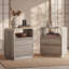 Table de chevet 3 tiroirs l 21,6 po avec station de charge, armoire de chevet cannelée de ferme pour chambre à coucher, profil profilé incurvé-218182485