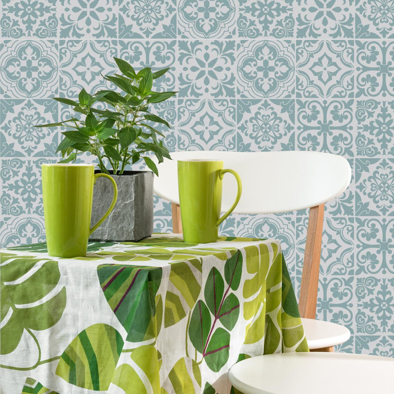 Carrelage PVC pelez et collez, Vert/blanc