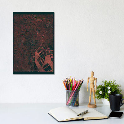 Tokyo Infrared Urban Blueprint Map 1 Piece Wrapped Canvas Wall Art