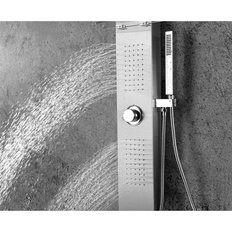 Coastal 44'' Brushed Steel Shower Panel with Rain Shower Head