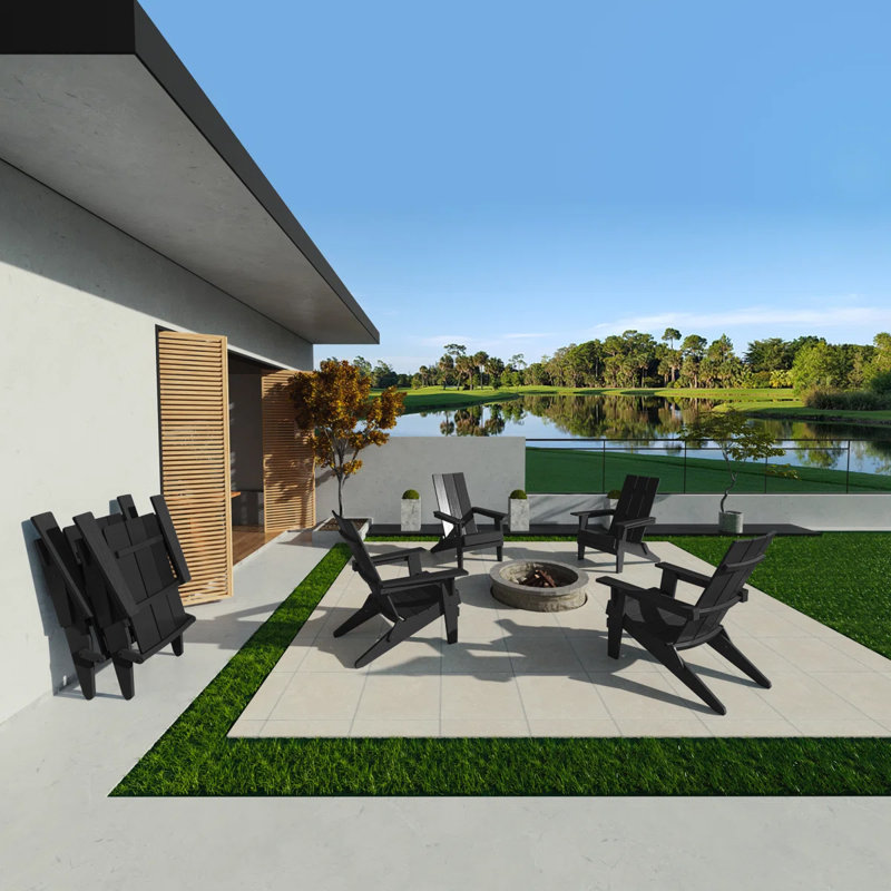 Chaise de patio pliante Adirondack, Noir
