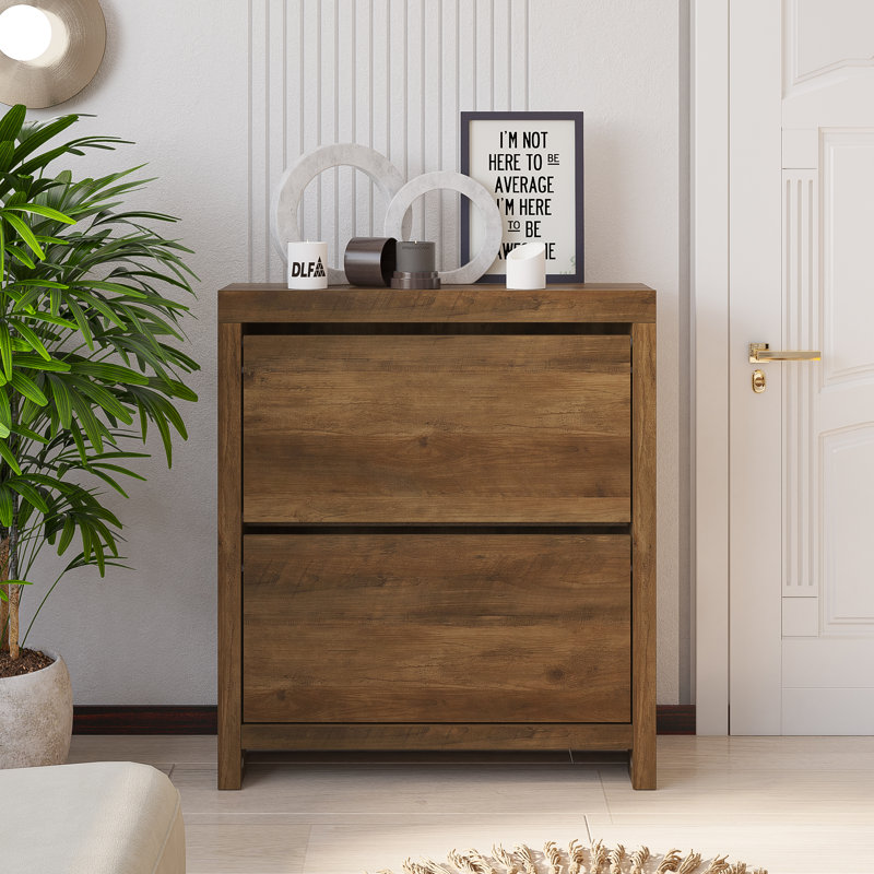 Cubbot Ellani 2 Flip Door Down Shoe Storage, Knotty Oak