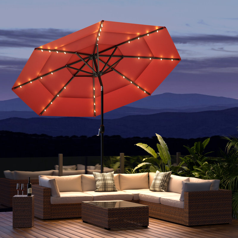 Parasol de marché 11 pi, Rouge, H 96,5 po x l 132 po x P 132 po