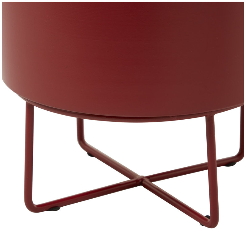 CosmoLiving by Cosmopolitan 2-Piece Modern Iron Pot Planter Set, Red