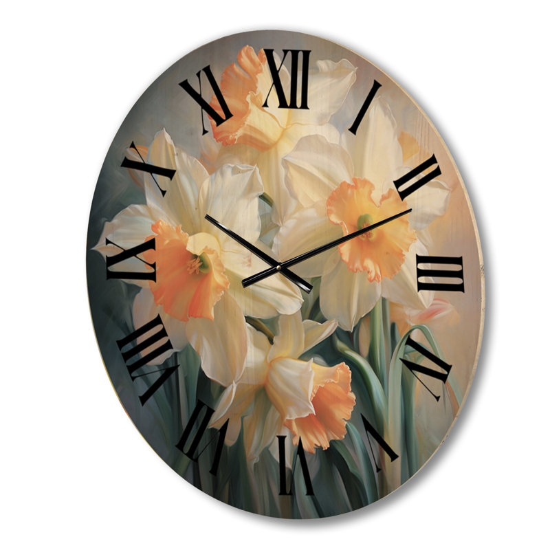 Horloge murale surdimensionnée en bois blanc romantique Impression IV - Paysages, Grand