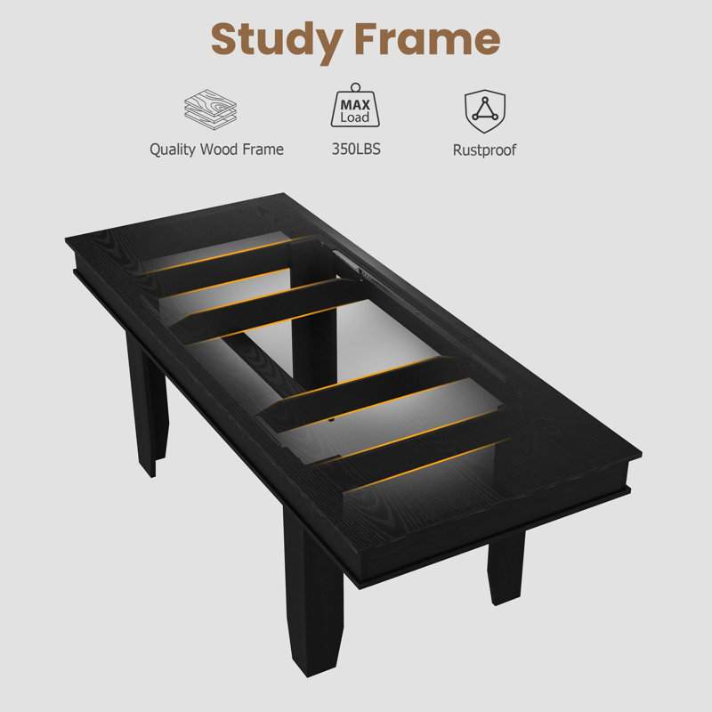 Table de salle à manger extensible de 63 à 86,6 po pour 6 à 10 personnes - Grande table rectangulaire avec cadre en bois robuste, pour la salle à manger et la cuisine