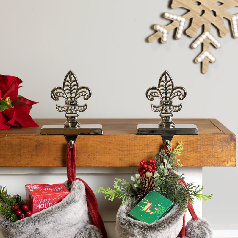 Fleur De Lis Christmas Stocking Holder - 5" - Set Of 2