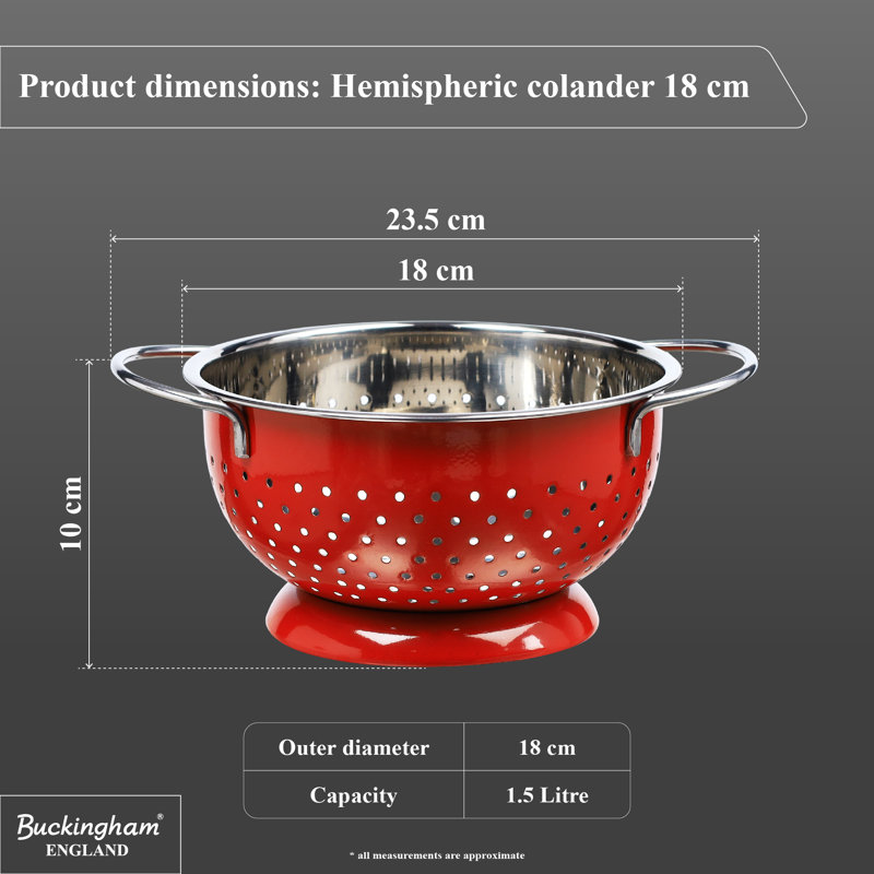 Buckingham Stainless Steel Colander, Red