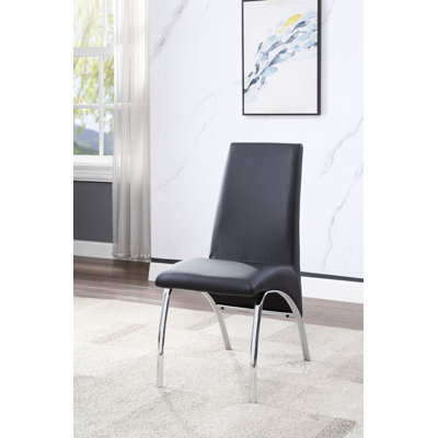 Chaise d'appoint en cuir synthétique noir et finition chromée (ensemble de 2)