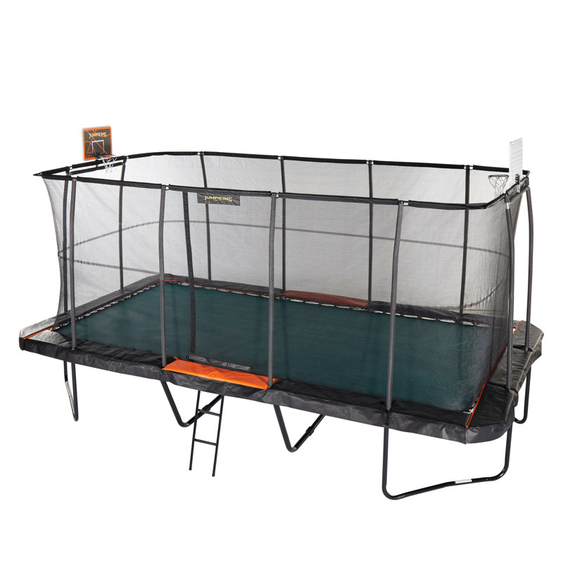  Trampoline JumpKing Pro-Series rectangulaire de 10 pi x 18 pi - trampoline récréatif extérieur / intérieur avec enceinte, échelle et 2 cerceaux de basketball, trampoline récréatif robuste pour enfants et adultes, conforme à la norme ASTM, capacité de 1200 lb