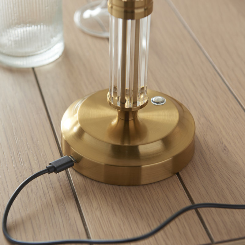 Morton Rechargeable Table Lamp Base finished in Br Aged Brass