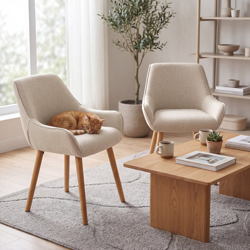 50 cm H Armchair, Beige, Beige