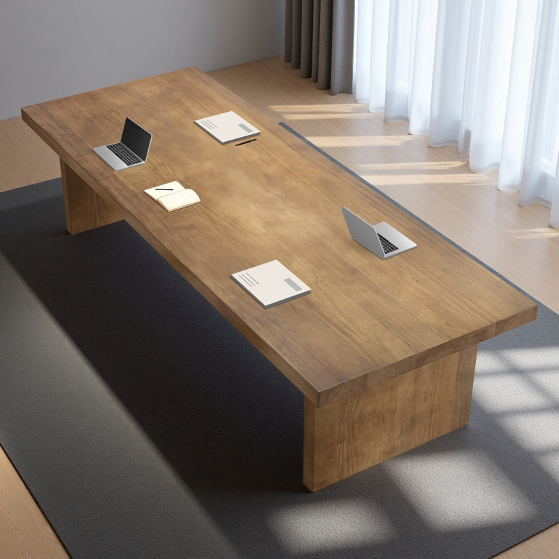 Table de conférence en bois massif et ensemble de chaise de bureau ergonomique