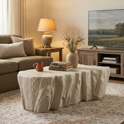 Modern Organic 48.62" Fiberglass Coffee Table No Assembly Easy Clean