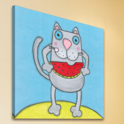 'With Watermelon' Print on Wrapped Canvas