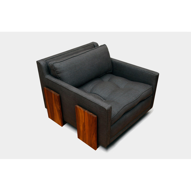 Tufted Armchair, Charcoal Velvet