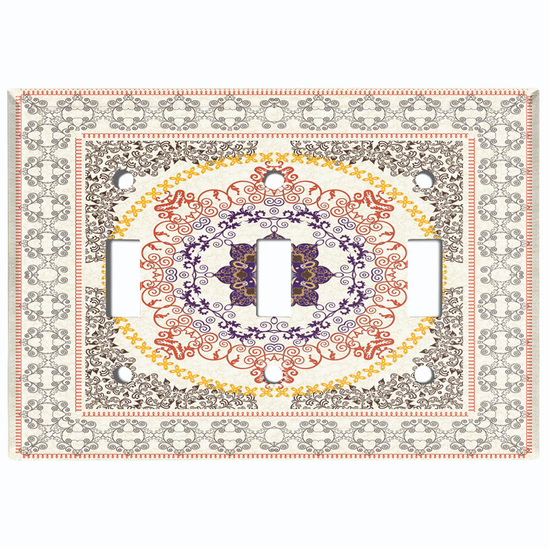 Patterned 3 - Gang Toggle Light Switch Standard Wall Plate, Tan