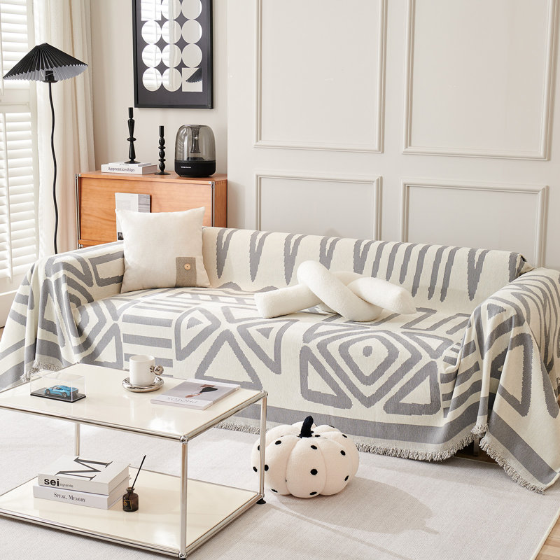 Housse pour canapé modulaire Boho Chenille, H 71 po x l 150 po x P 0,1 po, Gris