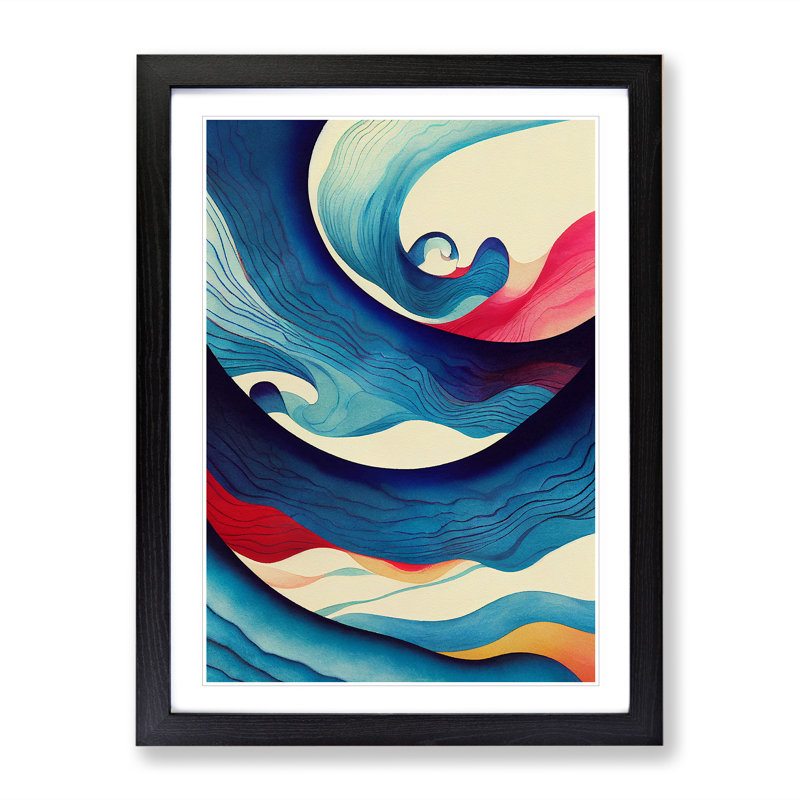 Painted Ocean Wave No.1 Abstract - Wrapped Canvas Print, 64cm H x 46cm W x 2cm D, Black