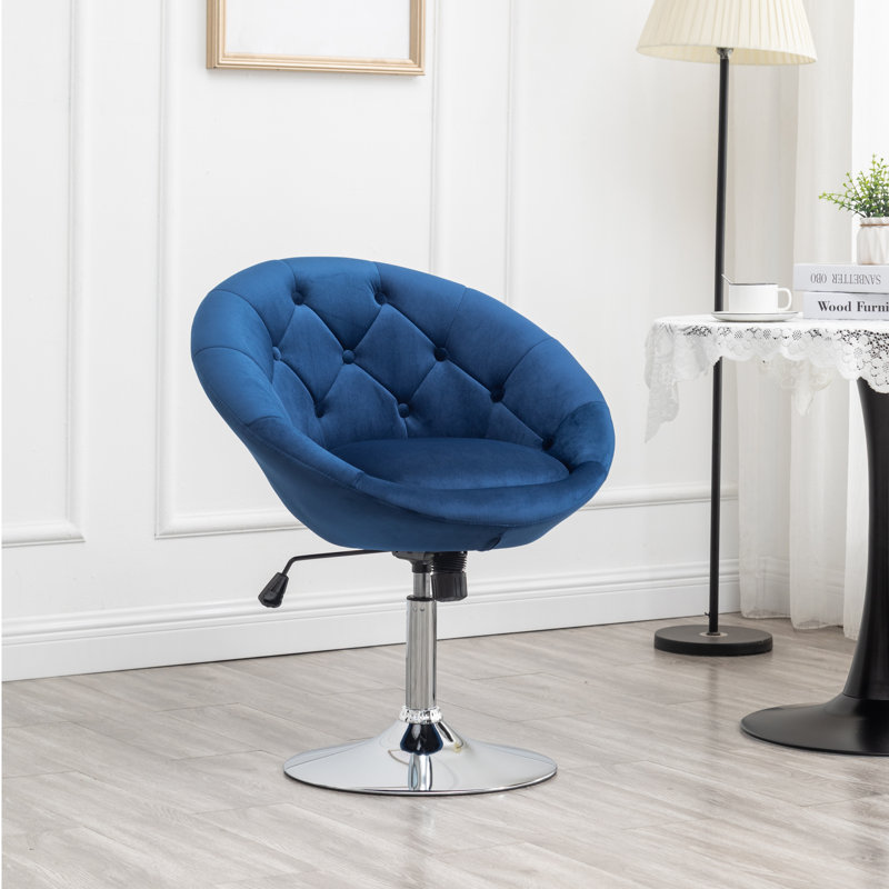 Aisen Swivel Upholstered Counter Stool with Metal Frame, Blue Velvet