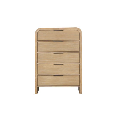 Commode de style transitionnel 1pc avec poignées en métal, tiroirs à queue d'aronde anglaise, glissières en métal coulissantes et finition naturelle pour les meubles de chambre à coucher, idéale pour le rangement