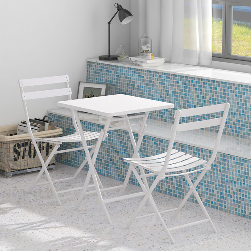 Ensemble bistro 3 pièces de table carrée pliable et chaises, Blanc