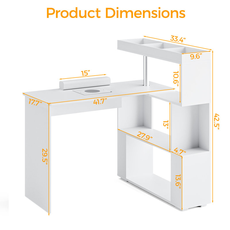  Table à manucure rotative réversible Kylan, Blanc