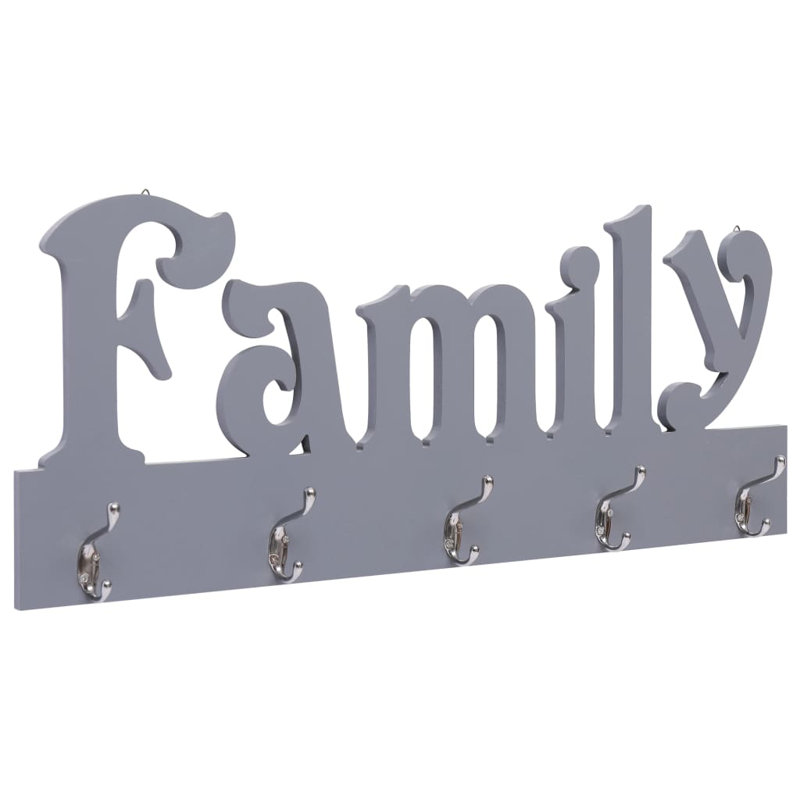 Nusbaum Wall 5 - Hook Wall Mounted Coat Rack, Grey