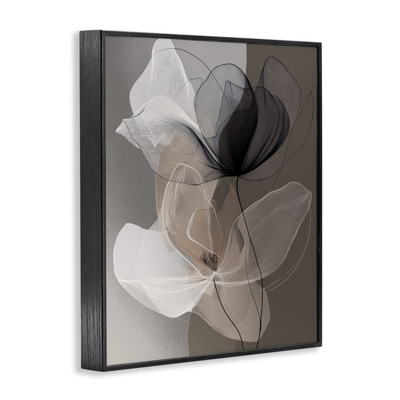 «Gossamer» noir et brun, estampe numérique, design par Annabelle Hall, H 30 po x l 24 po, Giclée encadrée noir minuit