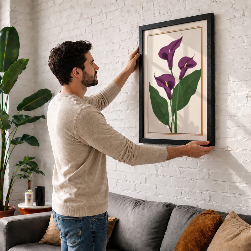 Purple Calla Lilies Botanical - Print, Unframed, A1 - 84.1 x 59.4 cm