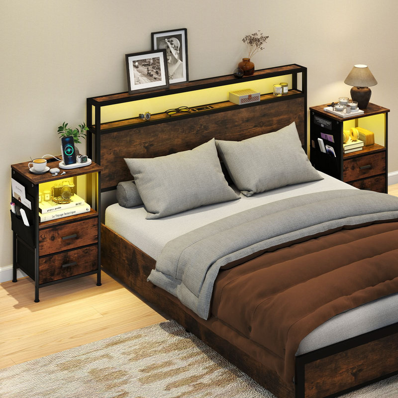 38cm W Metal Bedside Table