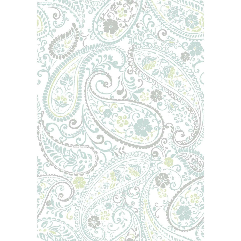 Rouleau de papier peint adhésif autocollant l 18,86 pi x l 18 po prince Leore, Gris / bleu sarcelle