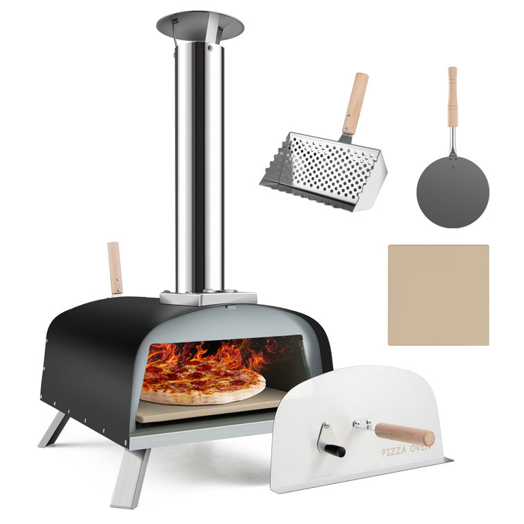 Outdoor Pizza Oven 12,Wood Fired Oven with Feeding Port,Wood Pellet Burning  Pizza Maker Ovens