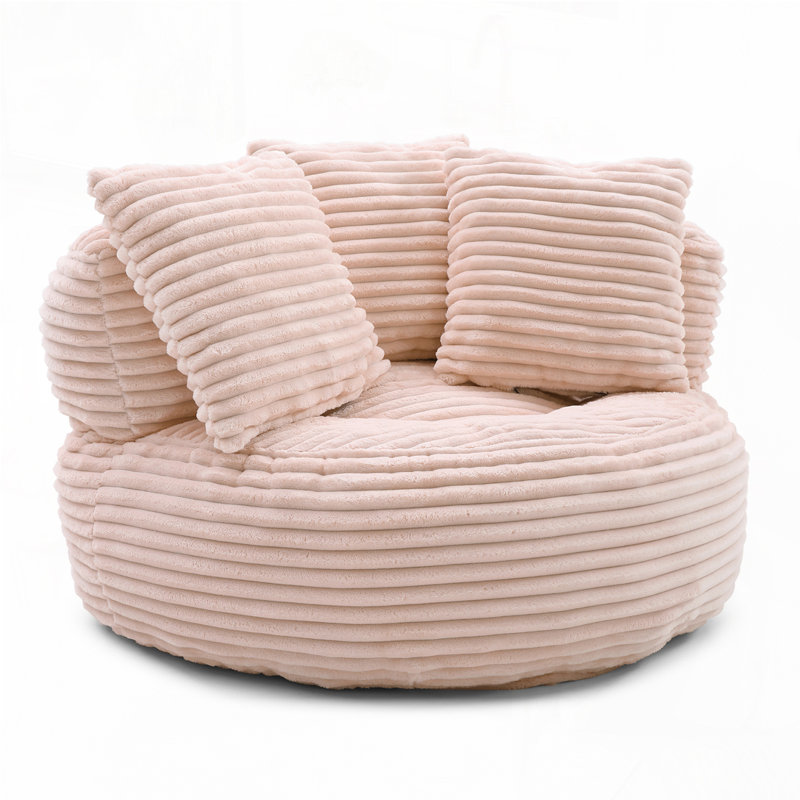 Grande chaise en velours côtelé avec bourre, Rose