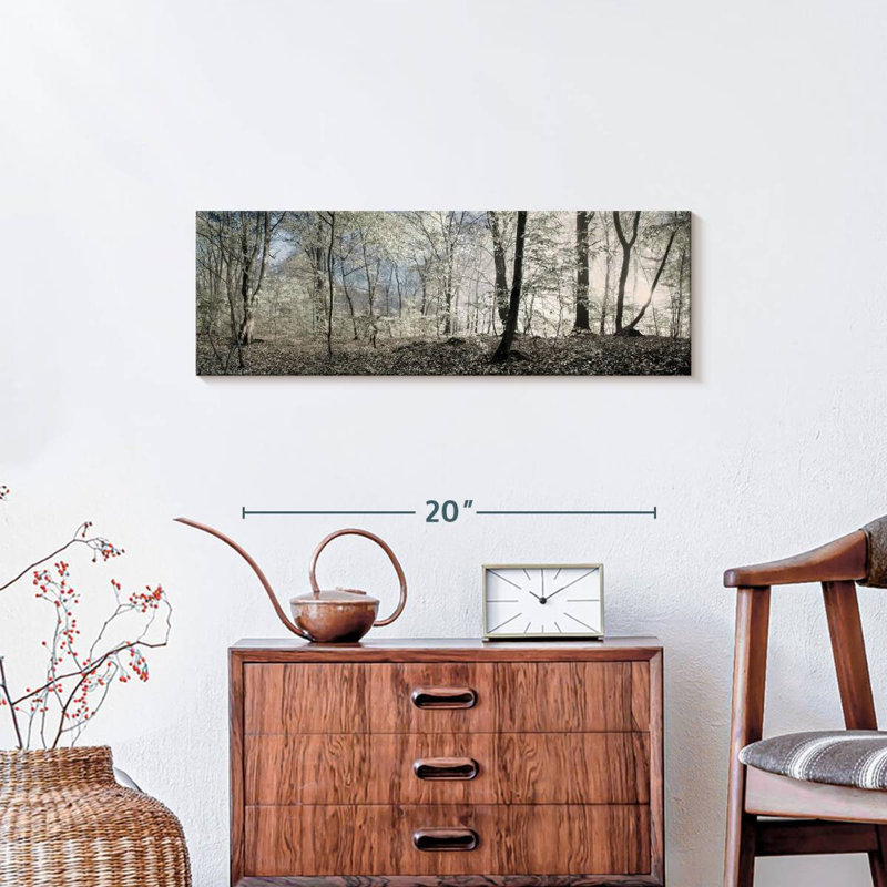 Forêt au lever du jour, reproduction panoramique sur toile tendue, H 8 po x l 24 po x P 1 po