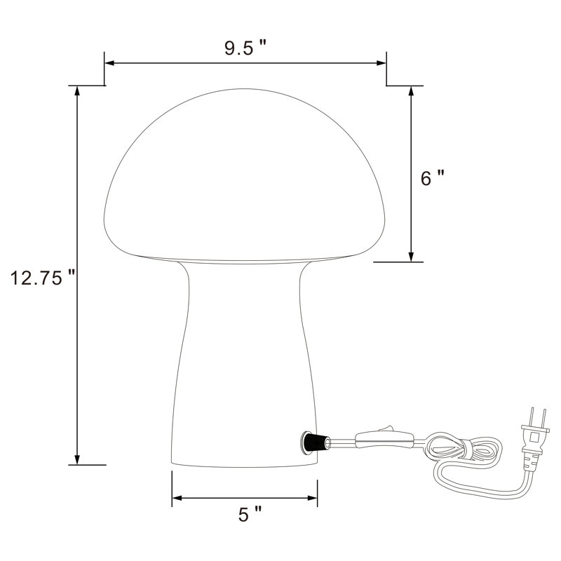 Lampe de chevet en verre en forme de champignon Kanaby - blanc
