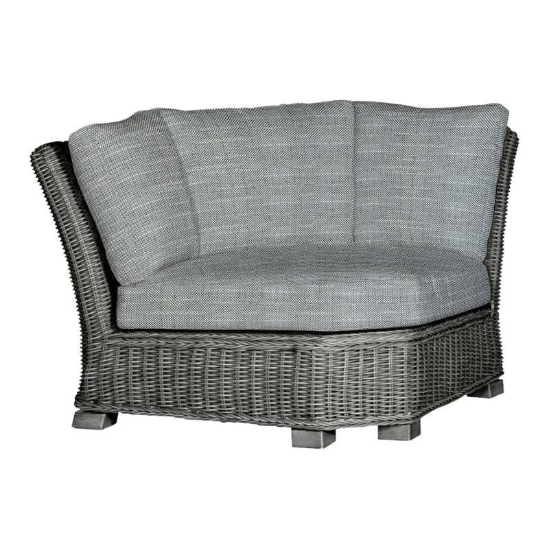 Canapé d'angle modulaire rustique tissé gris ardoise, Gris ardoise, Pas de soudure, Sunbrella® ‑ lin neige