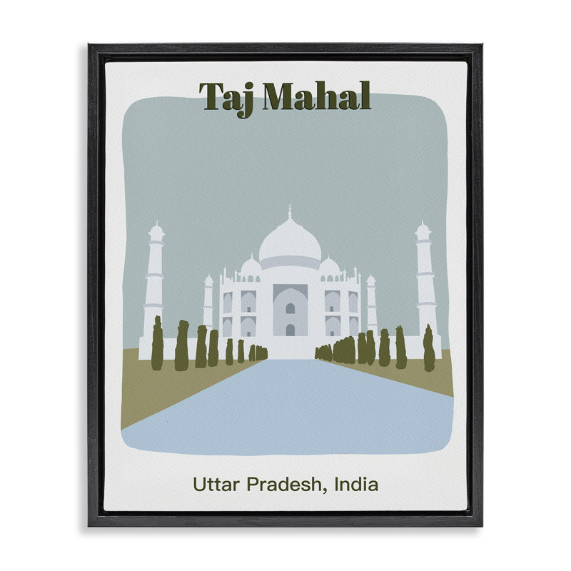 «Taj Mahal Architecture», art mural encadré sur toile flottante par Regina Moore, Cadre flottant noir de jais
