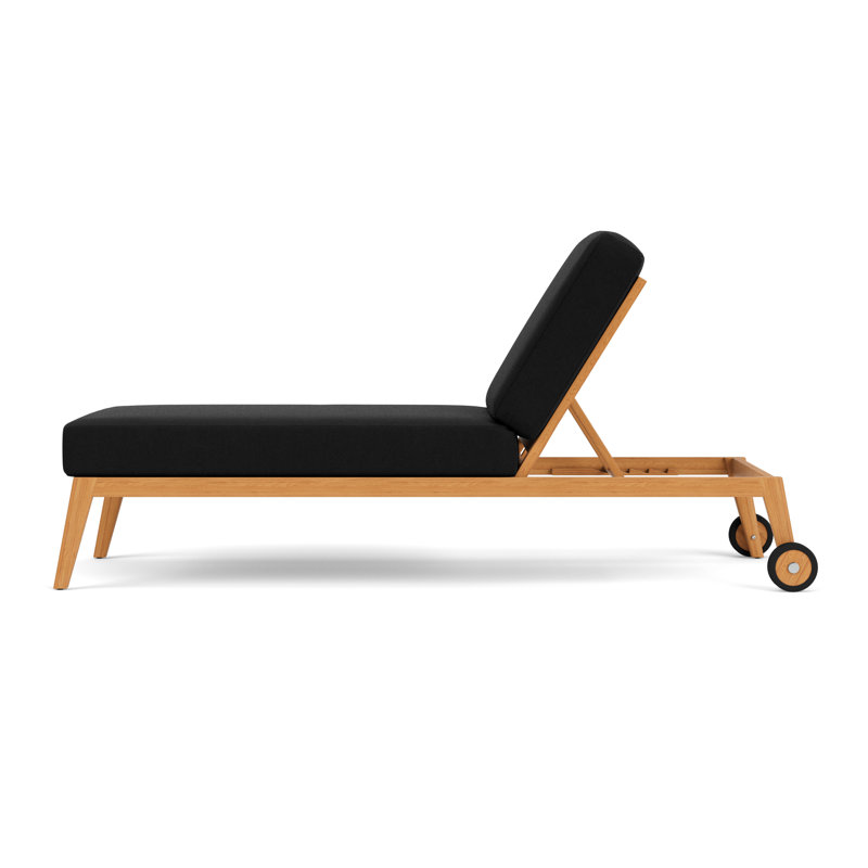Alpine Outdoor Teak Chaise Lounge, Canvas Black